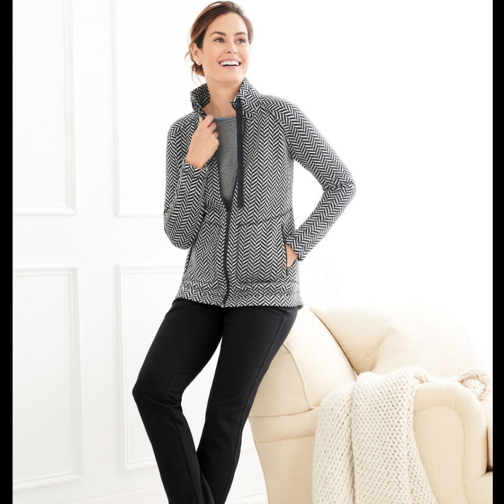 Talbots Chevron/Zig Zag print zip up jacket